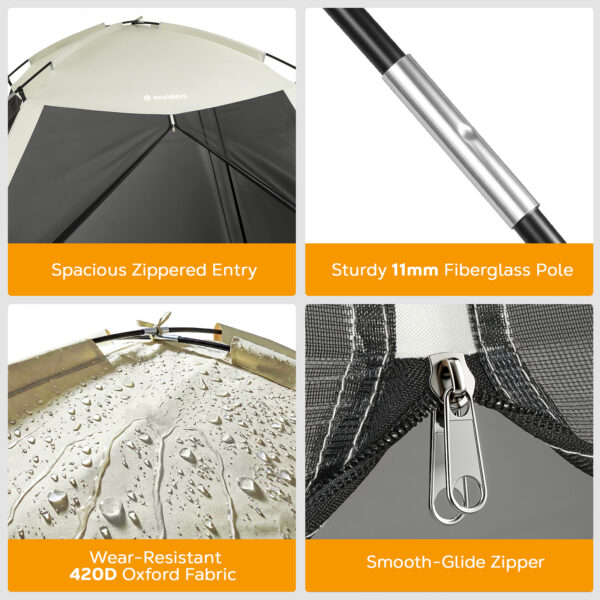 8 × 8ft Camping Screen Tent, 6-8 People, Beige