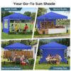 10x10ft 10 Person Party Tent, Pop Up Canopy Tent with Sidewalls, Blue