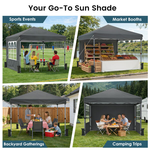 10x10ft 10 Person Party Tent, Pop Up Canopy Tent with Sidewalls, Gray