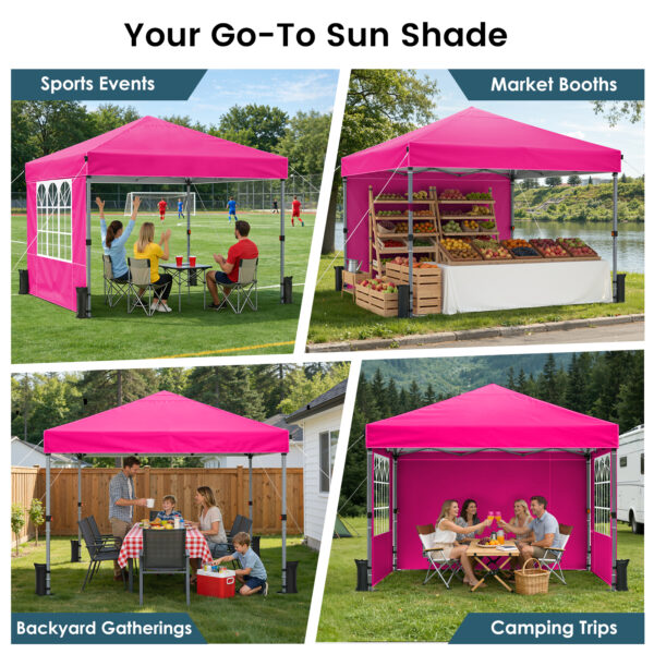 10x10ft 10 Person Party Tent, Pop Up Canopy Tent with Sidewalls, Pink