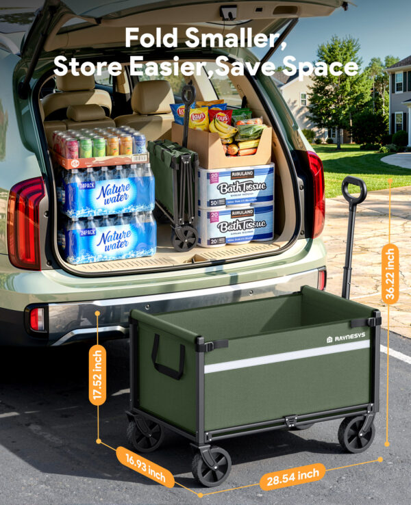 Wagons Carts Foldable, 110L & 220 LBS, Army Green
