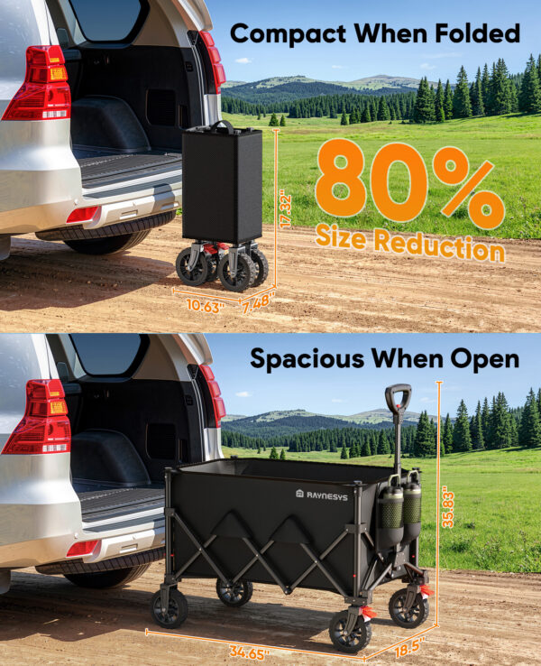 Wagons Carts Foldable, 150L Heavy Duty Foldable Wagon, Black