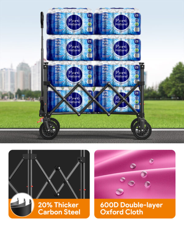 Wagons Carts Foldable, 180L Heavy Duty Foldable Wagon, Pink