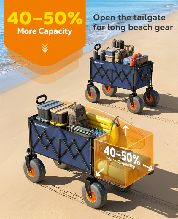 Beach Wagon with Big Wheels, 200 L & 440 LBS, Blue