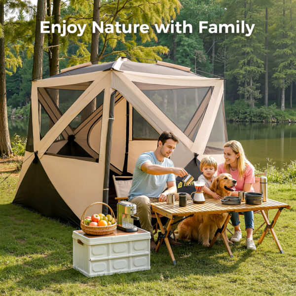 Camping Tent, with Rainfly & Carry Bag, Black & Khaki