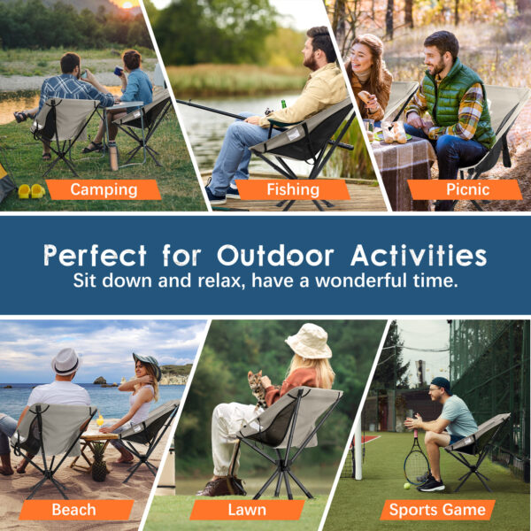 Raynesys 1 Pack Portable Camping Chair, 3.8Lb Lightweight Folding Chairs, Khaki