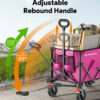 Wagons Carts Foldable, 180L Heavy Duty Foldable Wagon, Pink