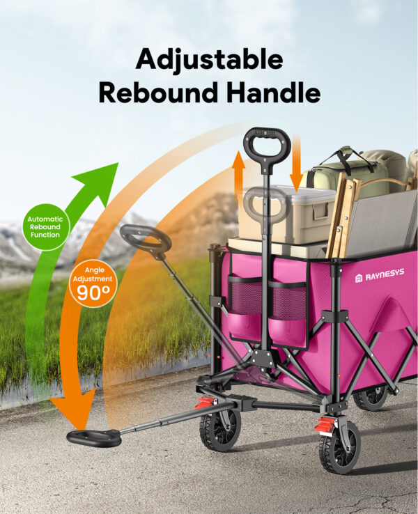 Wagons Carts Foldable, 180L Heavy Duty Foldable Wagon, Pink