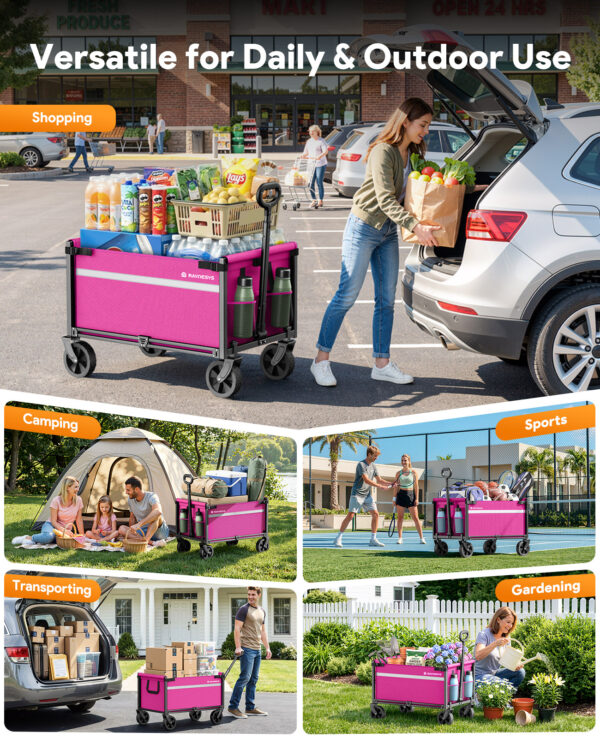 9 Wagons Carts Foldable, 220 LBS & 330 LBS, Pink
