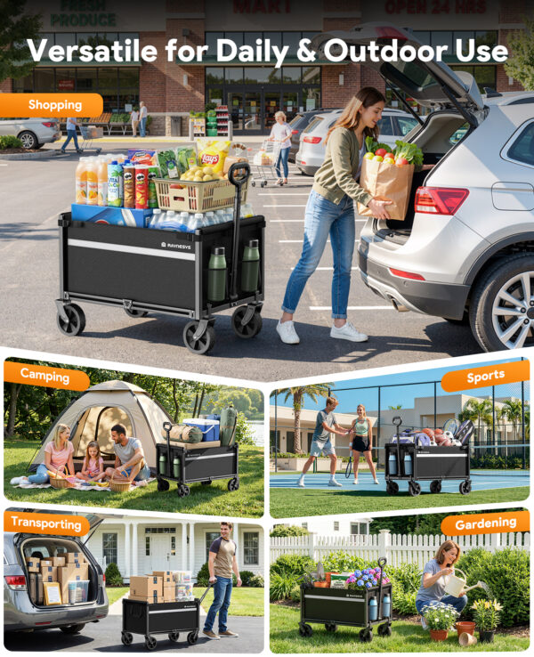 Wagons Carts Foldable, 220 LBS & 330 LBS, Black