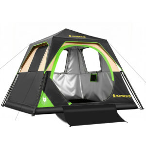 Instant Tent with Telescoping Poles, 4 Persons, Black+Brown
