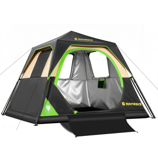 Instant Tent with Telescoping Poles, 4 Persons, Black+Brown