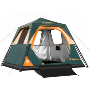 Instant Tent with Telescoping Poles, 4 Persons, Green+Brown