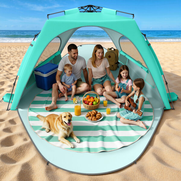 Pop Up Beach Tent, UPF 30+ UV Protection, XL Size, Mint Green