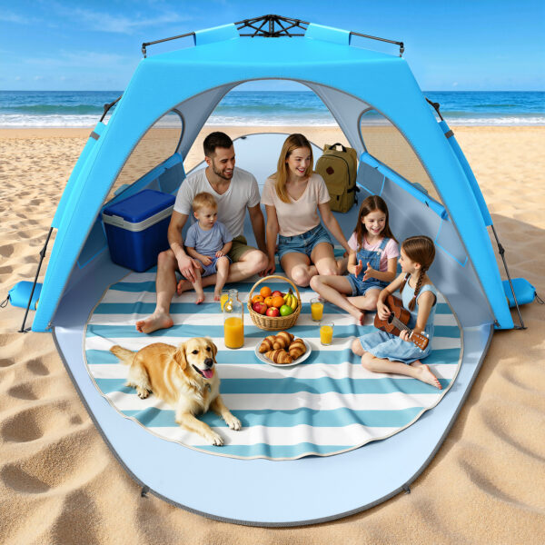 Pop Up Beach Tent, UPF 30+ UV Protection, XL Size, Sky Blue