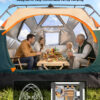 Instant Tent with Telescoping Poles, 4 Persons, Green+Brown