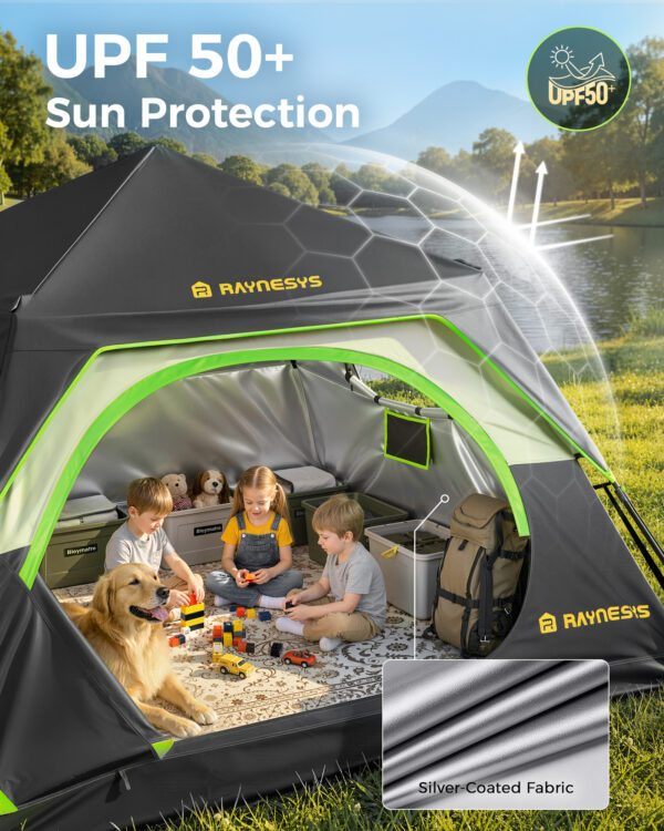 Instant Tent with Telescoping Poles, 4 Persons, Black+Brown