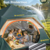 Instant Tent with Telescoping Poles, 4 Persons, Green+Brown