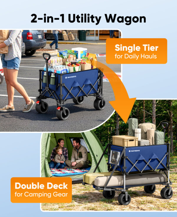 2 Double Decker Wagon, 400 L Large Capacity, Blue