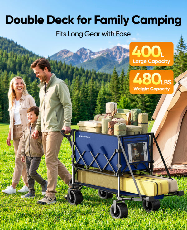 4 Double Decker Wagon, 400 L Large Capacity, Blue