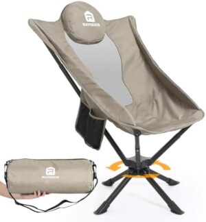 360° Rotation Camping Chair, High Back Comfort for Long Sitting, Sports & Outdoors