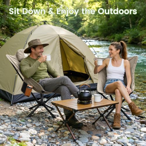 360° Rotation Camping Chair, High Back Comfort for Long Sitting, Sports & Outdoors