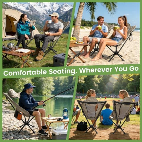 360° Rotation Camping Chair, High Back Comfort for Long Sitting, Sports & Outdoors
